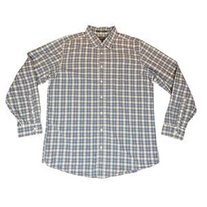 Eddie Bauer Shirt Mens Large Tall Relaxed Fit Blue White Plaid Timeless Office
